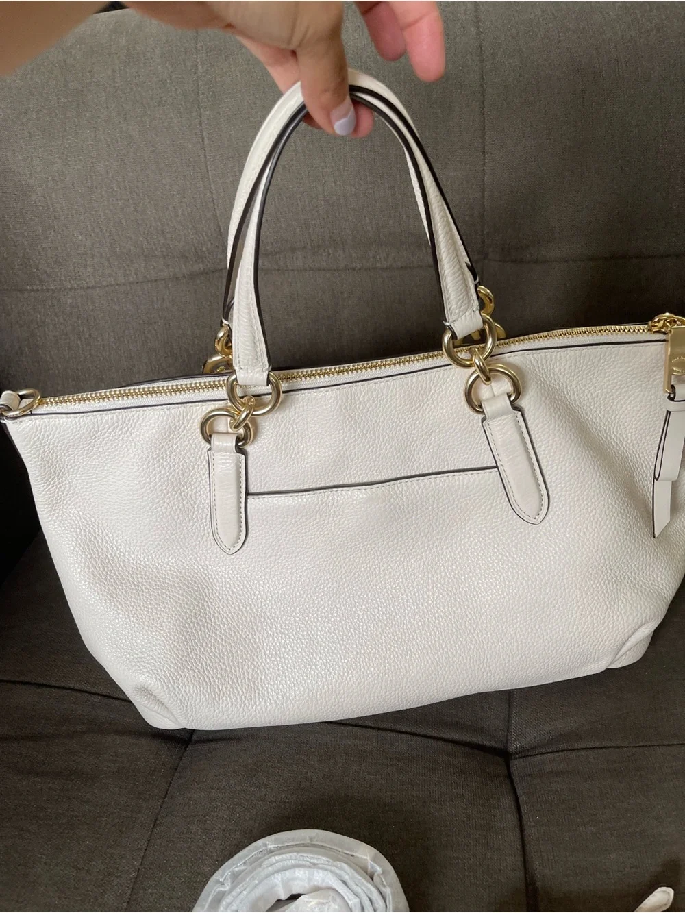 COACH Ally Pebbled Leather crossbody Chalk/Ivory  Satchel w/ Matching Wallet